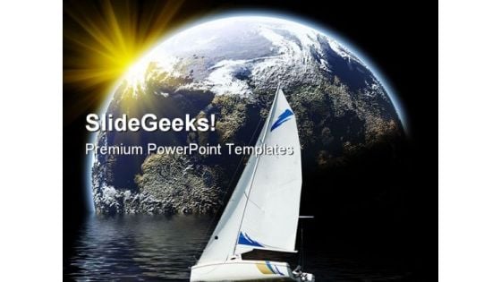 Yacht In Planet Earth PowerPoint Backgrounds And Templates 0111