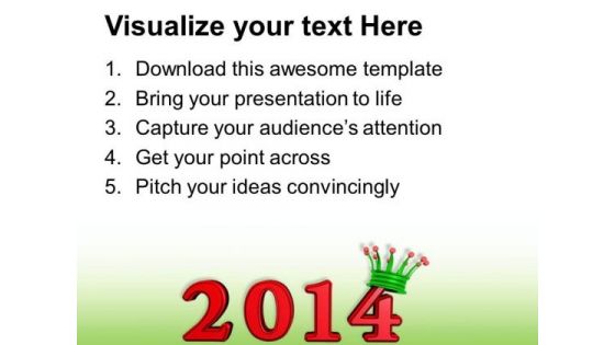 Year 2014 With Crown PowerPoint Template 1113