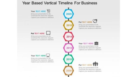 Year Based Vertical Timeline For Business PowerPoint Template