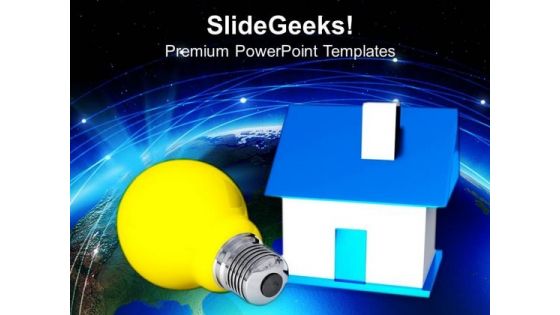 Yellow Bulb With Blue House Idea PowerPoint Templates Ppt Backgrounds For Slides 0213 Yellow Bulb With Blue House Idea PowerPoint Templates Ppt Backgrounds For Slides 0213