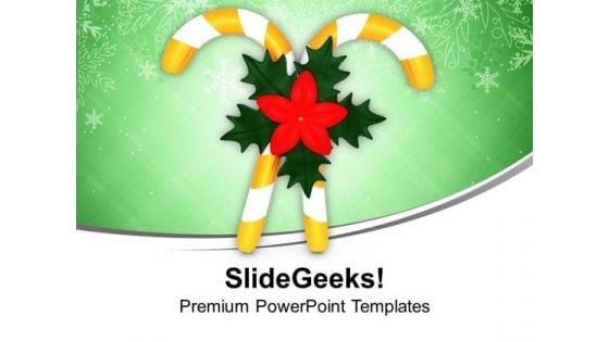 Yellow Candy Cane With Red Flower PowerPoint Templates Ppt Backgrounds For Slides 0113 Yellow Candy Cane With Red Flower PowerPoint Templates Ppt Backgrounds For Slides 0113