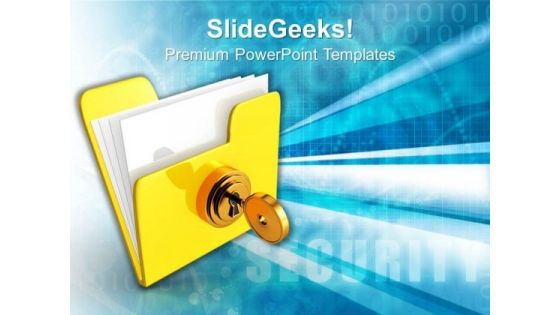 Yellow Computer Folder With-key Internet PowerPoint Templates And PowerPoint Themes 1112