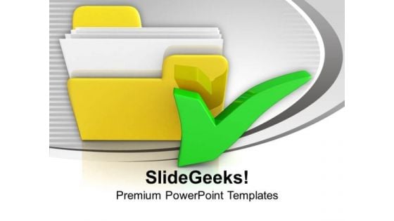 Yellow Computer Folder With Tick Mark PowerPoint Templates Ppt Backgrounds For Slides 1212