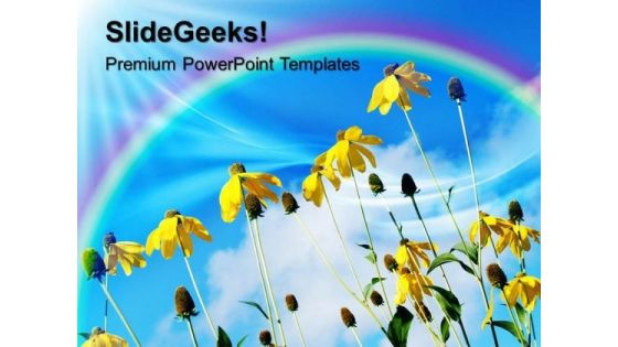 Yellow Flowers With Rainbow Nature PowerPoint Templates And PowerPoint Themes 0512