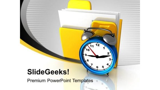 Yellow Folder And Clock Uploading Marketing PowerPoint Templates Ppt Backgrounds For Slides 0113