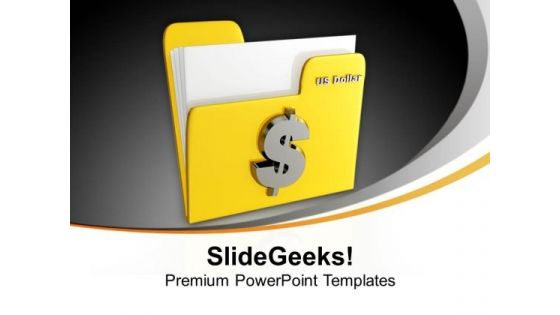 Yellow Folder Icon With Dollar Sign Business PowerPoint Templates And PowerPoint Themes 1112