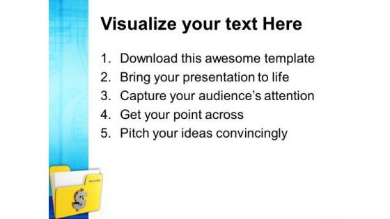 Yellow Folder Icon With Dollar Signs PowerPoint Templates And PowerPoint Themes 0912
