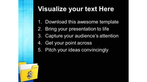 Yellow Folder Icon With Dollar Signs PowerPoint Templates And PowerPoint Themes 0912