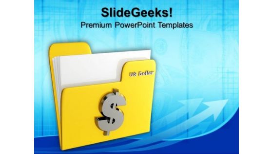 Yellow Folder Icon With Dollar Signs PowerPoint Templates And PowerPoint Themes 0912