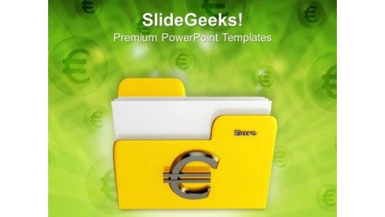 Yellow Folder Icon With Euro Sign Internet PowerPoint Templates And PowerPoint Themes 1112