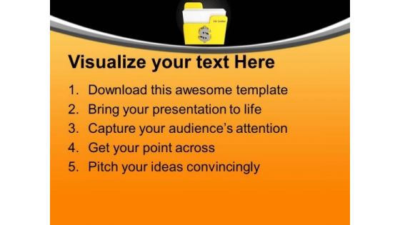 Yellow Folder With Dollar Sign Metaphor PowerPoint Templates Ppt Backgrounds For Slides 0113