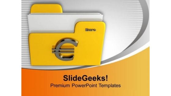 Yellow Folder With Euro Sign Computer PowerPoint Templates Ppt Backgrounds For Slides 0113