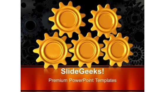 Yellow Gears Teamwork PowerPoint Templates And PowerPoint Themes 0512