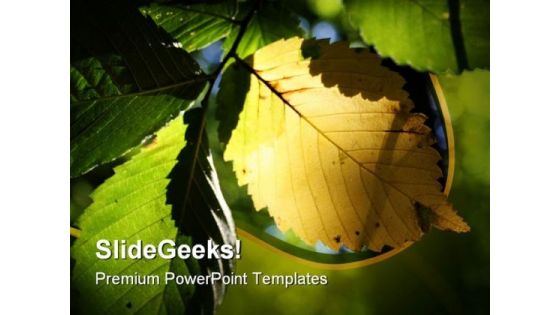 Yellow Leaf Nature PowerPoint Template 0810