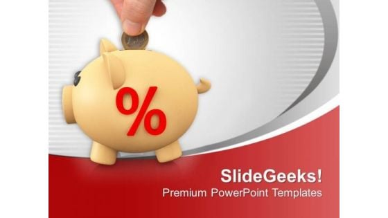 Yellow Piggy Bank With Percentage Symbol PowerPoint Templates Ppt Backgrounds For Slides 0313