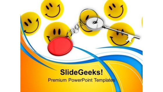 Yellow Smileys With Key Chain PowerPoint Templates Ppt Backgrounds For Slides 0213