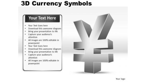 Yen 3d Currency Symbol PowerPoint Slides And Ppt Diagram Templates