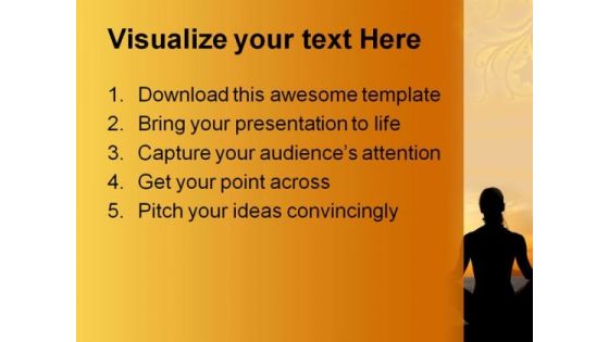 Yoga Woman Beach PowerPoint Template 0810 Yoga Woman Beach PowerPoint Template 0810
