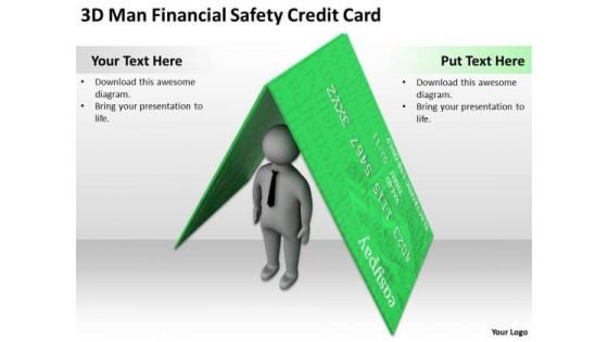 Young Business People 3d Man Financial Safety Credit Card PowerPoint Templates