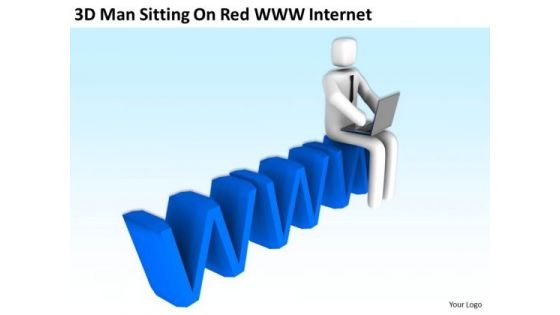 Young Business People 3d Man Sitting On Red Www Internet PowerPoint Templates