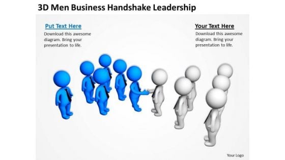 Young Business People 3d Men Handshake Leadership PowerPoint Templates