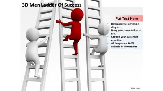 Young Business People 3d Men Ladder Of Success PowerPoint Templates Ppt Backgrounds For Slides