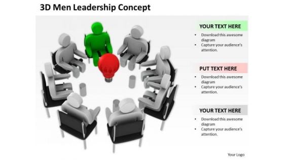 Young Business People 3d Men Leadership Concept PowerPoint Templates Ppt Backgrounds For Slides