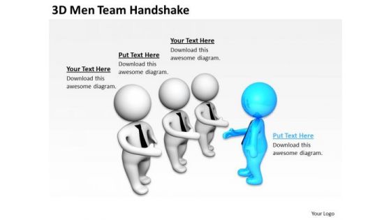 Young Business People 3d Men Team Handshake PowerPoint Templates Ppt Backgrounds For Slides