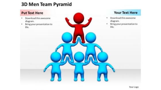 Young Business People 3d Men Team Pyramid PowerPoint Slides