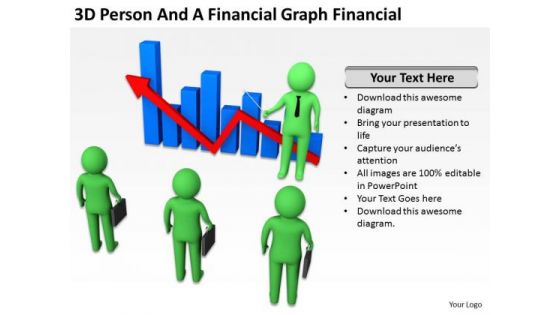 Young Business People 3d Person And Financial Graph PowerPoint Templates