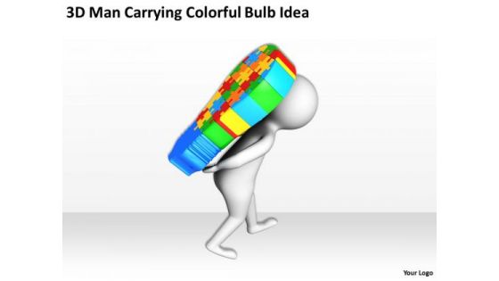 Young Business People Carrying Colorful Bulb Idea PowerPoint Templates Ppt Backgrounds For Slides