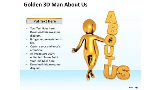 Young Business People Golden 3d Man About PowerPoint Templates