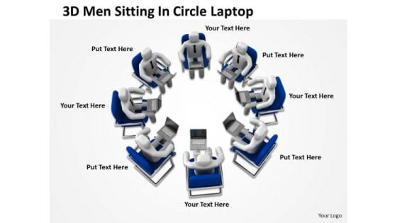 Young Business People Men Sitting Circle Laptop PowerPoint Templates Ppt Backgrounds For Slides