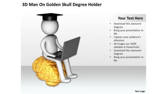 Young Business People On Golden Skull Degree Holder PowerPoint Templates Ppt Backgrounds For Slides