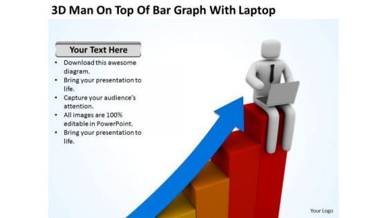 Young Business People Top Of Bar Graph With Laptop PowerPoint Templates Ppt Backgrounds For Slides