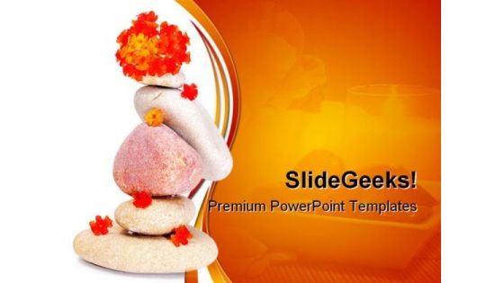 Zen Stones And Flowers Beach PowerPoint Themes And PowerPoint Slides 0411