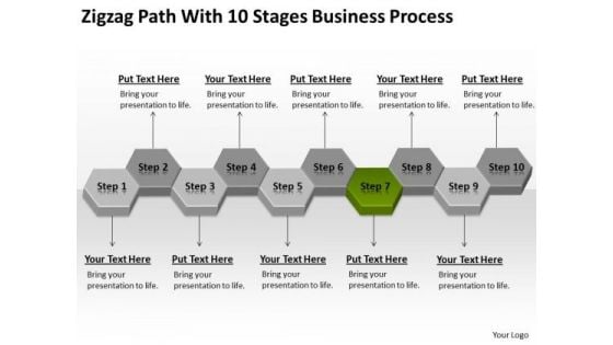 Zigzag Path With 10 Stages Business Process Ppt Plan PowerPoint Slides