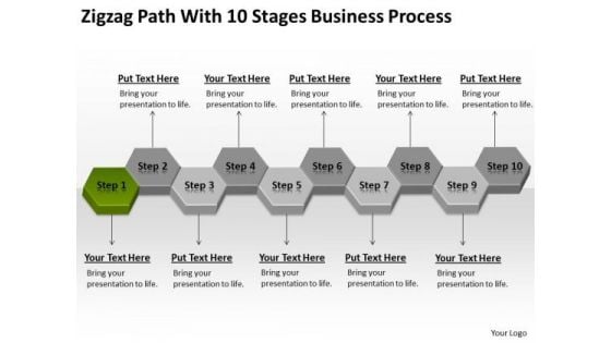 Zigzag Path With 10 Stages Business Process Ppt Strategic Plans PowerPoint Slides