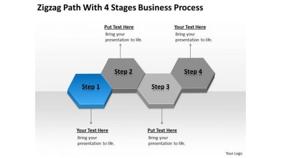 Zigzag Path With 4 Stages Business Process Ppt Plan Samples PowerPoint Templates