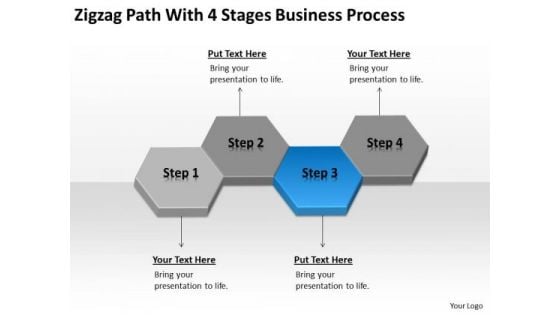 Zigzag Path With 4 Stages Business Process Ppt Shop Plan PowerPoint Templates