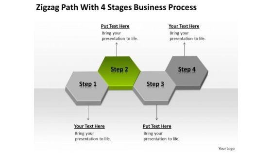 Zigzag Path With 4 Stages Business Process Ppt Small Plans Template PowerPoint Slides