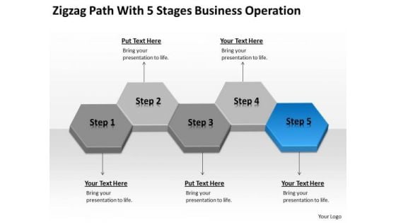 Zigzag Path With 5 Stages Business Operation Ppt Plan PowerPoint Slide