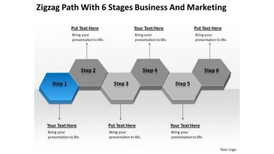 Zigzag Path With 6 Stages Business And Marketing Ppt Plans Software PowerPoint Slides