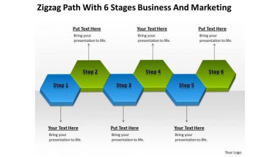 Zigzag Path With 6 Stages Business And Marketing Ppt PowerPoint Templates