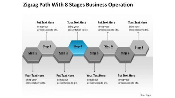 Zigzag Path With 8 Stages Business Operation Ppt Plan Definition PowerPoint Slides