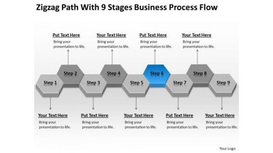 Zigzag Path With 9 Stages Business Process Flow Ppt Plan Maker PowerPoint Templates