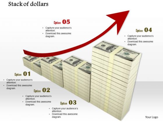 0814 Bargraph Of Dollars Bundles With Arrow Graphic Image Graphics For PowerPoint