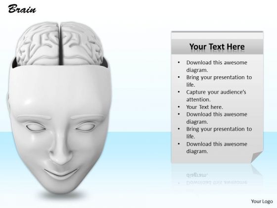 0814 Stock Photo 3d Human Face With Brain Illustration PowerPoint Slide 0814 Stock Photo 3d Human Face With Brain Illustration PowerPoint Slide