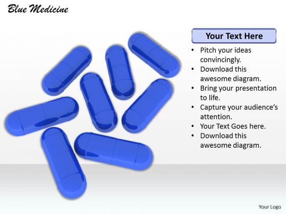 0814 Stock Photo Blue Capsules Over White Background PowerPoint Slide