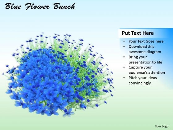 0814 Stock Photo Bunch Of Blue Green Flowers PowerPoint Slide